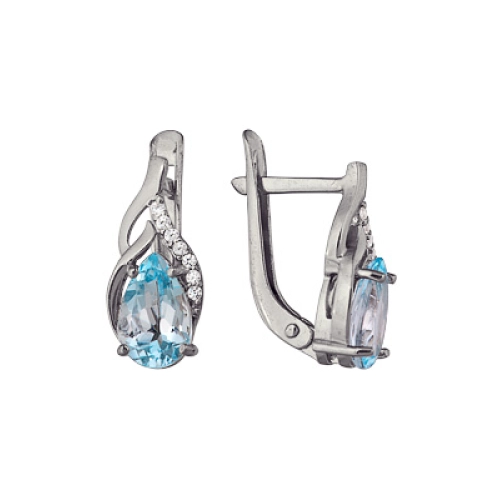Серьги из серебра 925 пробы с топазами и фианитами