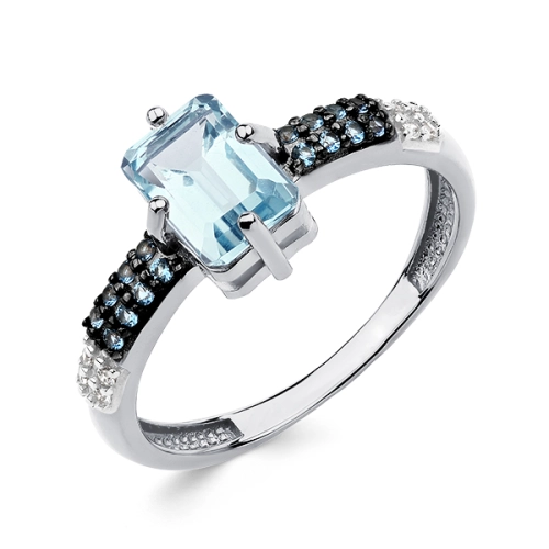 Кольцо (925) топаз, топаз синт., фианит