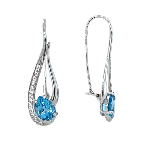 Петельки (925) топаз, фианит