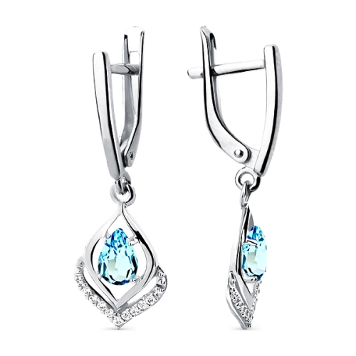 Серьги из серебра 925 пробы с топазами и фианитами