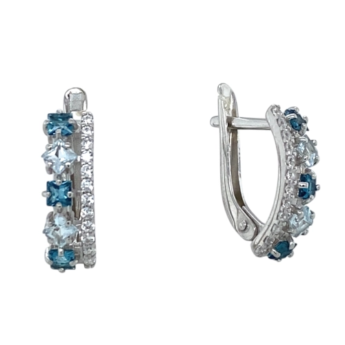 Серьги из серебра 925 пробы с топазами и фианитами