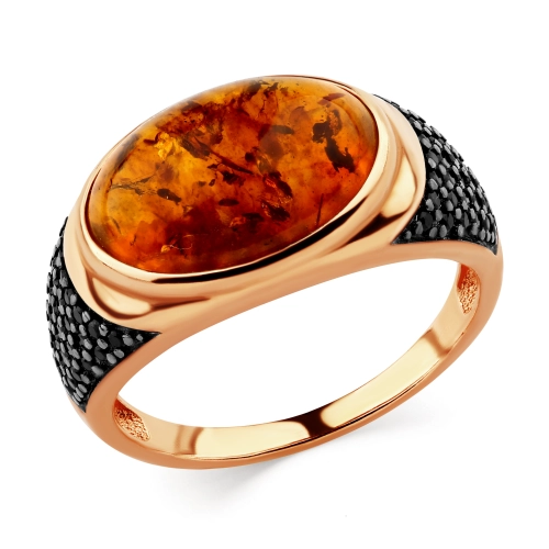 Кольцо (925 п) янтарь, шпинель синт.
