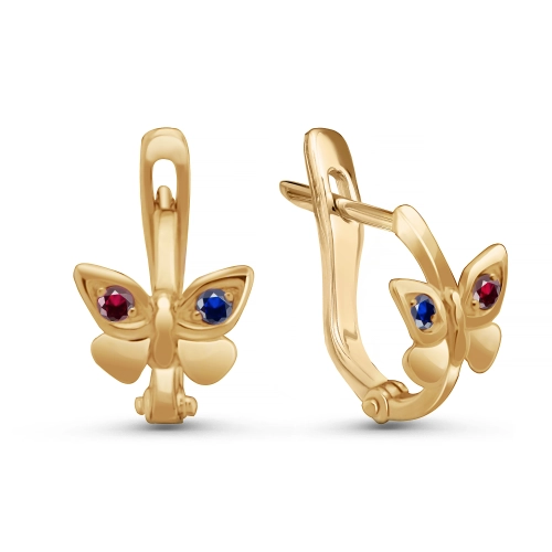 Серьги (585) сапфир, рубин