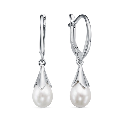 Серьги из серебра 925 пробы с жемчугом