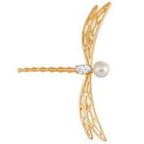 Брошь из серебра 925 пробы с жемчугом и фианитами