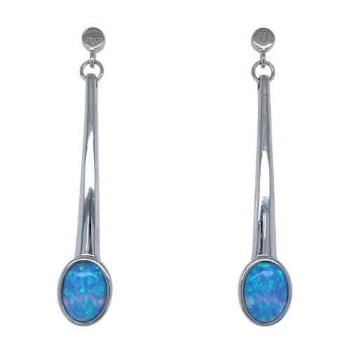 Серьги пусеты из серебра 925 пробы с искусственным опалом