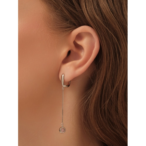 Серьги из серебра 925 пробы с розовым кварцем