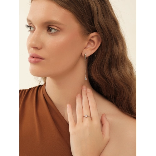 Серьги из серебра 925 пробы с розовым кварцем