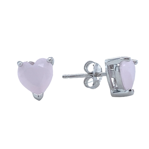 Пусеты (925) розовый кварц