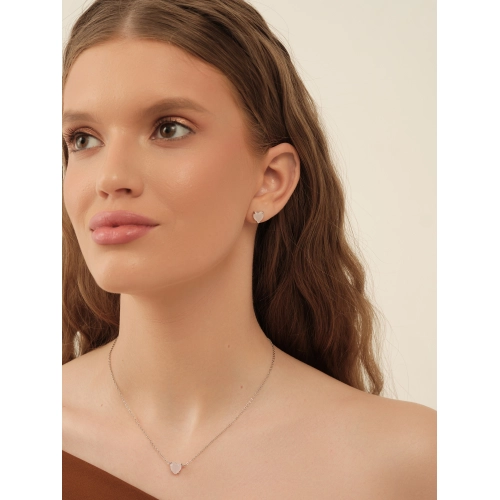 Пусеты (925) розовый кварц