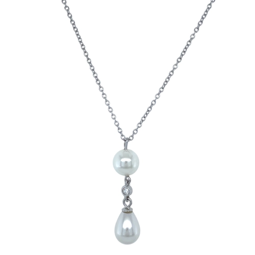 Колье (925) жемчуг майорика, циркон