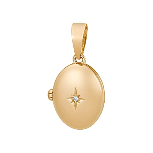 Подвеска-медальон из красного золота 585 пробы с фианитом