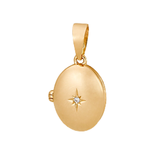 Подвеска-медальон из красного золота 585 пробы с фианитом