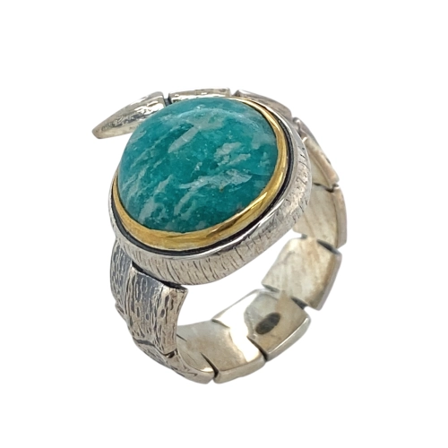 Кольцо из серебра 925 пробы с амазонитом