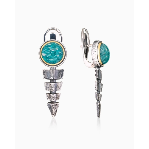 Серьги из серебра 925 пробы с амазонитами