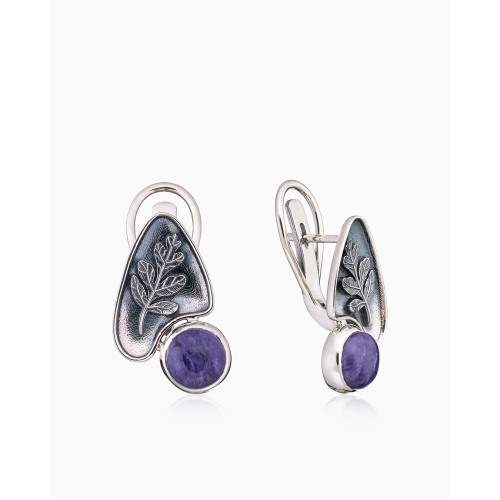Серьги (925) чароит