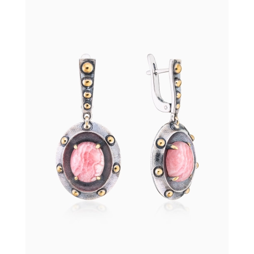 Серьги (925 п) родохрозит