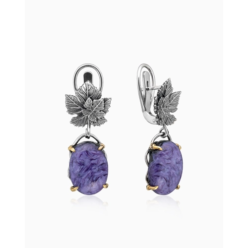 Серьги (925) чароит