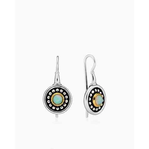 Серьги петельки  из серебра 925 пробы с опалом