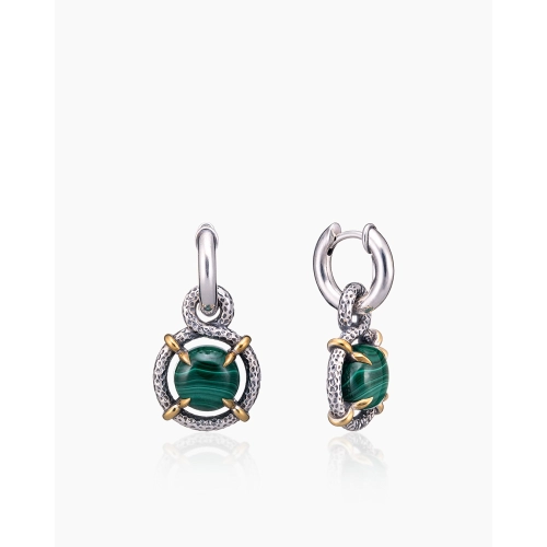 Серьги из серебра 925 пробы с малахитом