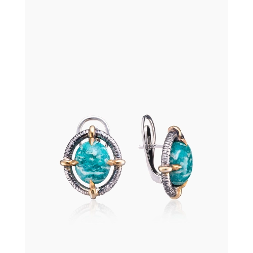 Серьги из серебра 925 пробы с амазонитами