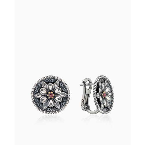 Серьги из серебра 925 пробы с гранатами