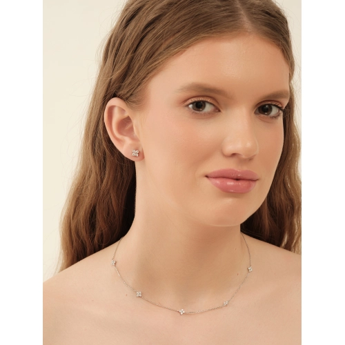 Колье из белого золота 585 пробы с фианитами