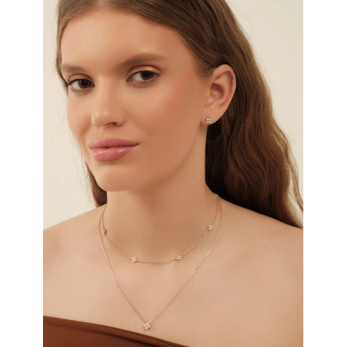 Серьги пусеты из золота 585 пробы с фианитами