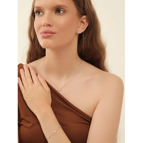 Серьги пусеты из золота 585 пробы с фианитами