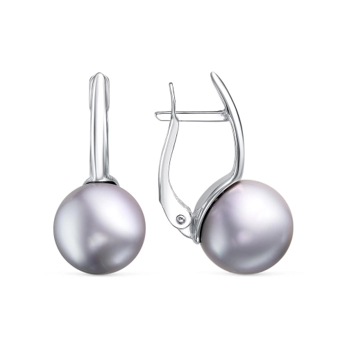 Серьги из серебра 925 пробы с искусственным жемчугом