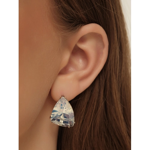 Серьги из серебра 925 пробы с ювелирным стеклом