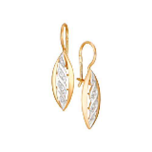 Серьги петельки из золота 585 пробы с фианитами