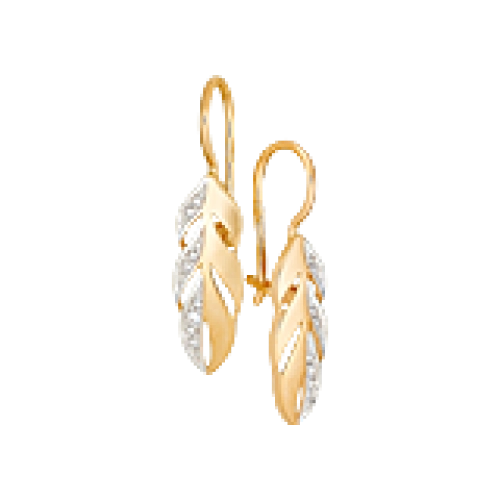 Серьги петельки из золота 585 пробы с фианитами