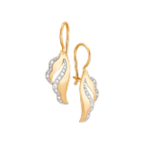 Серьги петельки из золота 585 пробы с фианитами