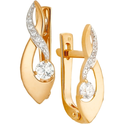 Серьги из золота 585 пробы с фианитами