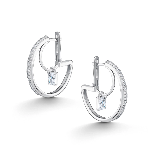 Серьги из серебра 925 пробы с фианитами