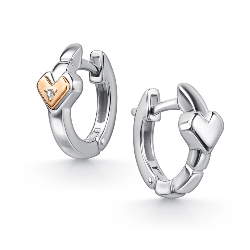 Серьги из серебра 925 пробы с накладкой из золота 585 пробы с бриллиантами