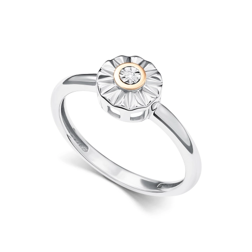 Кольцо из серебра 925 пробы с накладкой из золота 585 пробы с бриллиантами