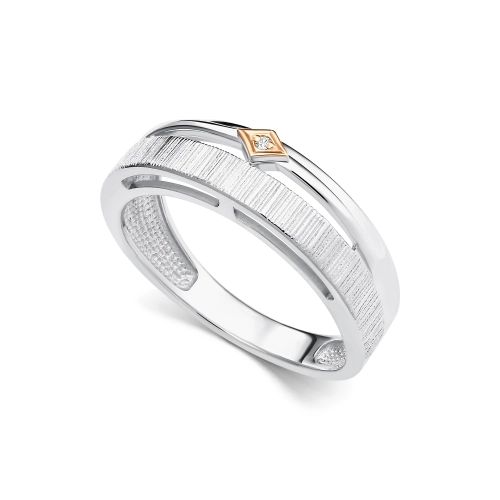 Кольцо из серебра 925 пробы с накладкой из золота 585 пробы с бриллиантами