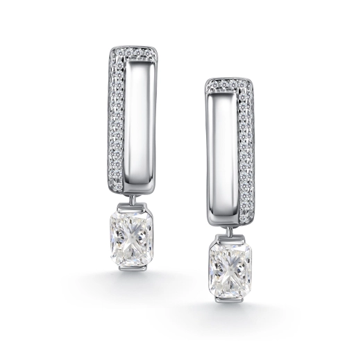 Серьги из серебра 925 пробы с горным хрусталем и фианитами