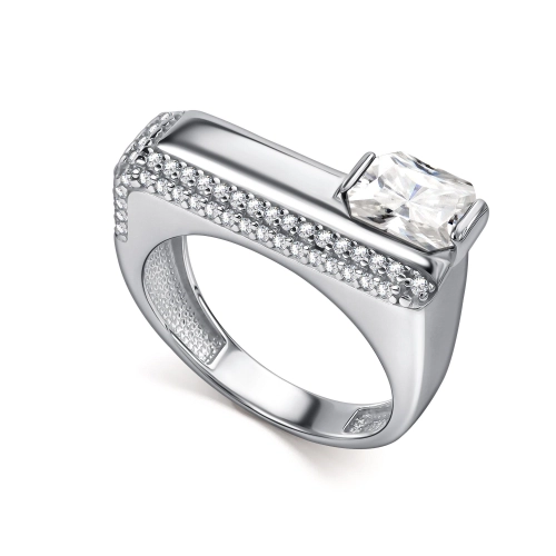 Кольцо из серебра 925 пробы с горным хрусталем и фианитами