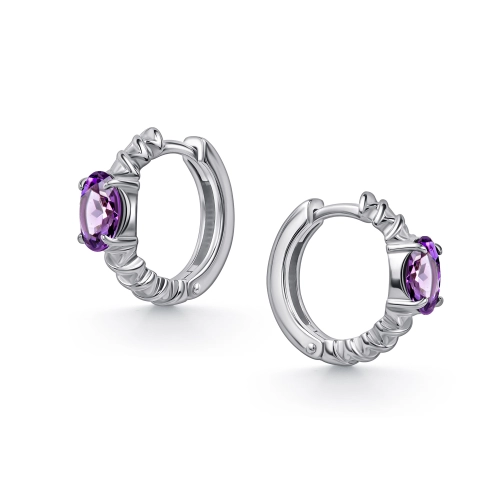 Серьги из серебра 925 пробы с аметистами
