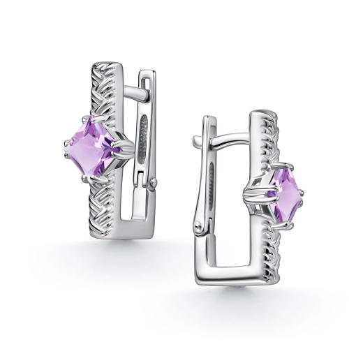 Серьги из серебра 925 пробы с аметистами