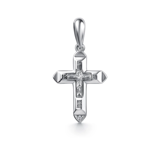 Подвеска Крест из серебра 925 пробы с бриллиантами