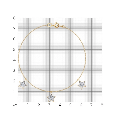 Браслет из золота 585 пробы с фианитами
