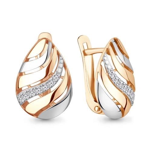Серьги из золота 585 пробы с фианитами