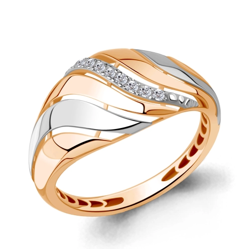 Кольцо из золота 585 пробы с фианитами