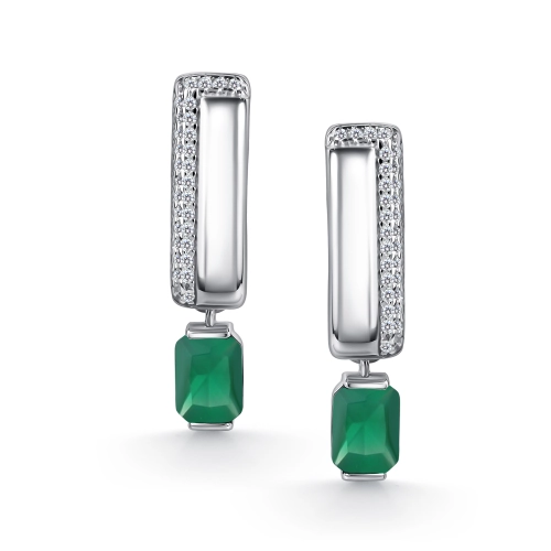 Серьги из серебра 925 пробы с агатами и фианитами
