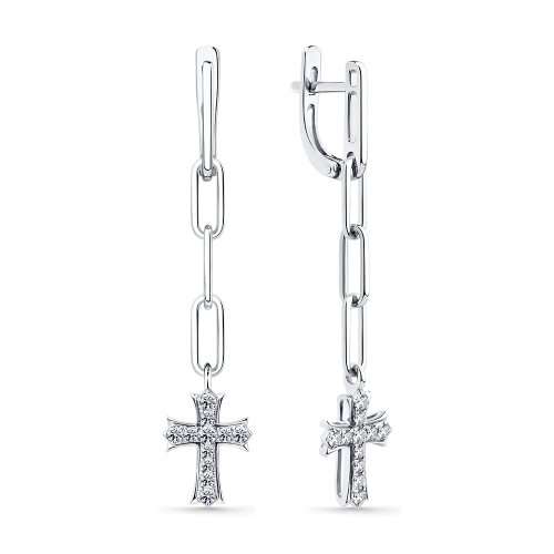 Серьги из белого золота 585 пробы с бриллиантами