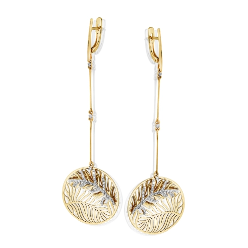 Серьги из желтого золота 585 пробы с бриллиантами